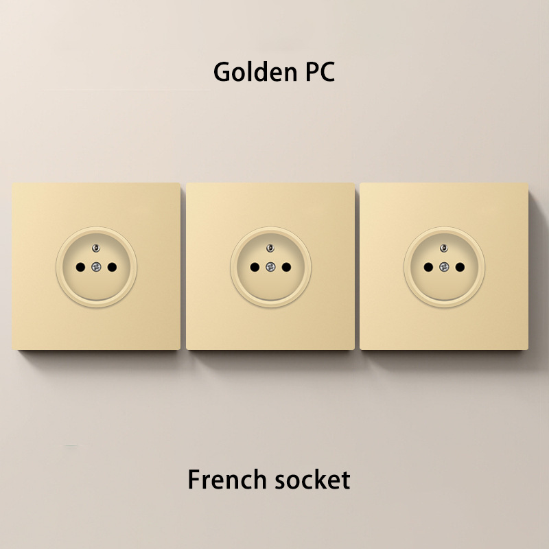 金色86型欧式欧规法式法国插座面板法标深插欧标16A金色PC面板