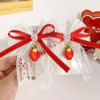 Red children's cute hairgrip with bow, strawberry for princess, hairpins, hair accessory, 1 pair