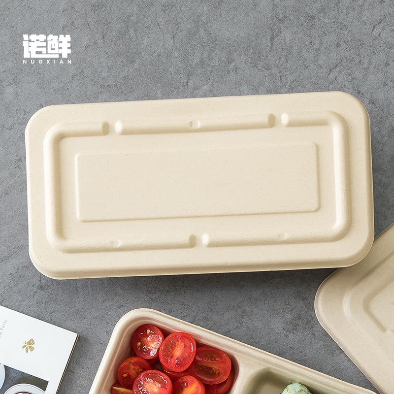 Long strip three-grid lunch box dessert box three-flavor sushi box biodegradable takeout box cream cake box takeout light food