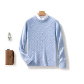24秋冬新款男士纯羊毛衫宽松加厚纯色套头毛衣休闲针织打底羊毛衫