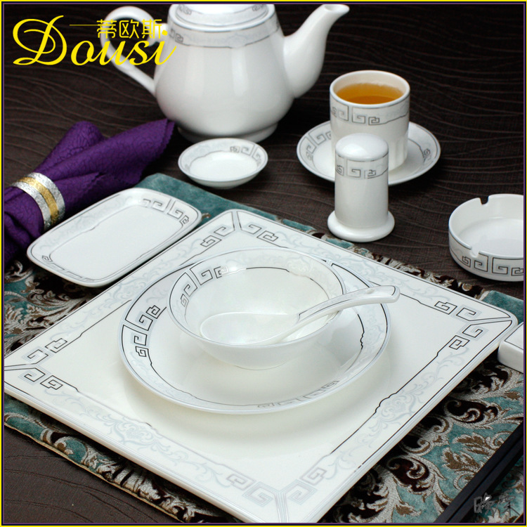 Plate Hotel Restaurant Hotel Luxury Box Supplies Ceramic Tableware Set Table Napkin Ring