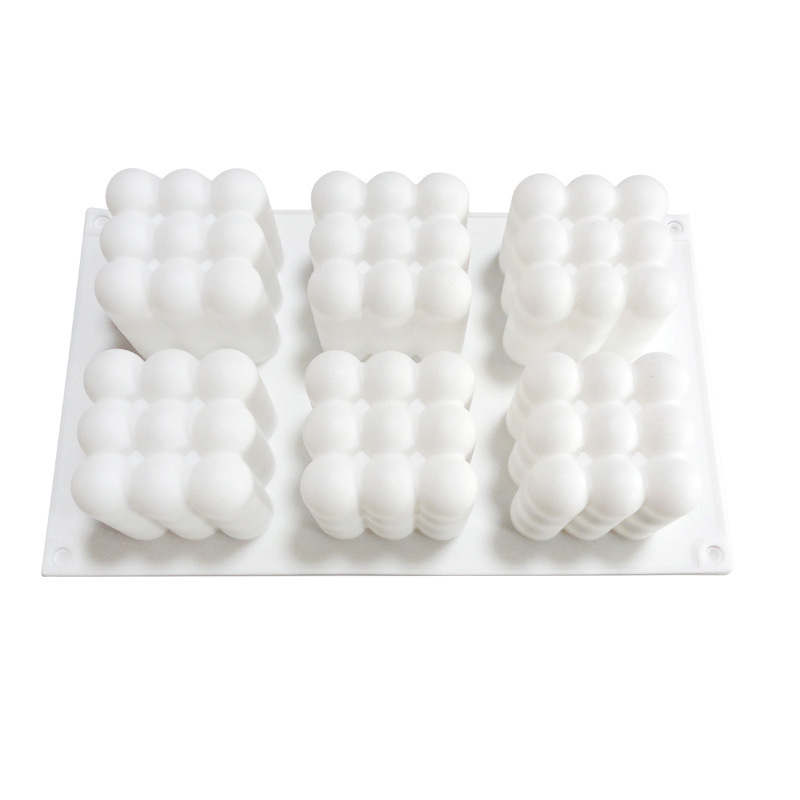 Cubo de 6 piezas molde de mousse francés BOLA MÁGICA tridimensional molde de pastel de silicona DIY molde creativo para hornear molde de vela