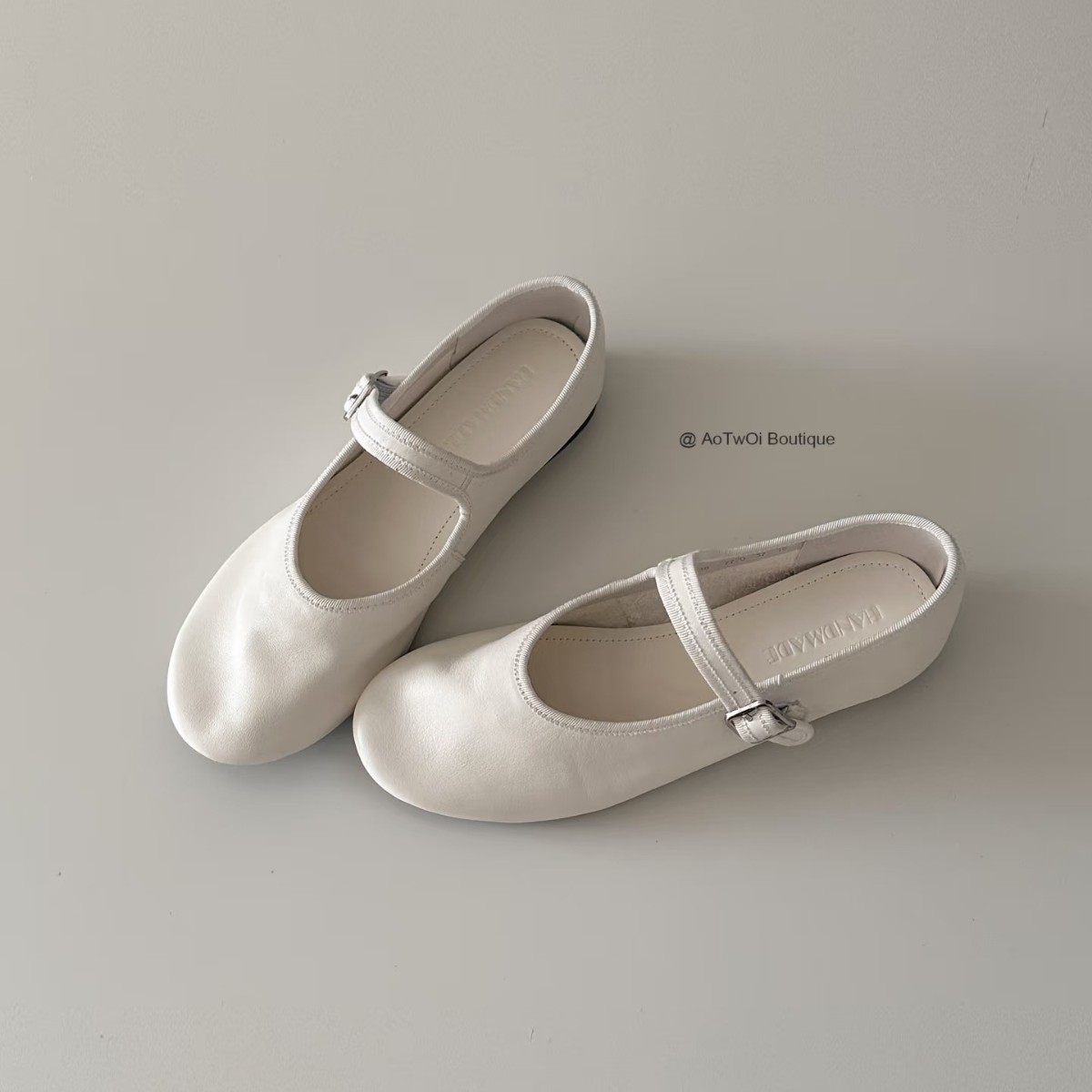 양가죽 버전 ~ 프렌치 레트로 원버튼 메리제인 여성화 2025 여름 신작 라운드 투 통기성 플랫 슈즈