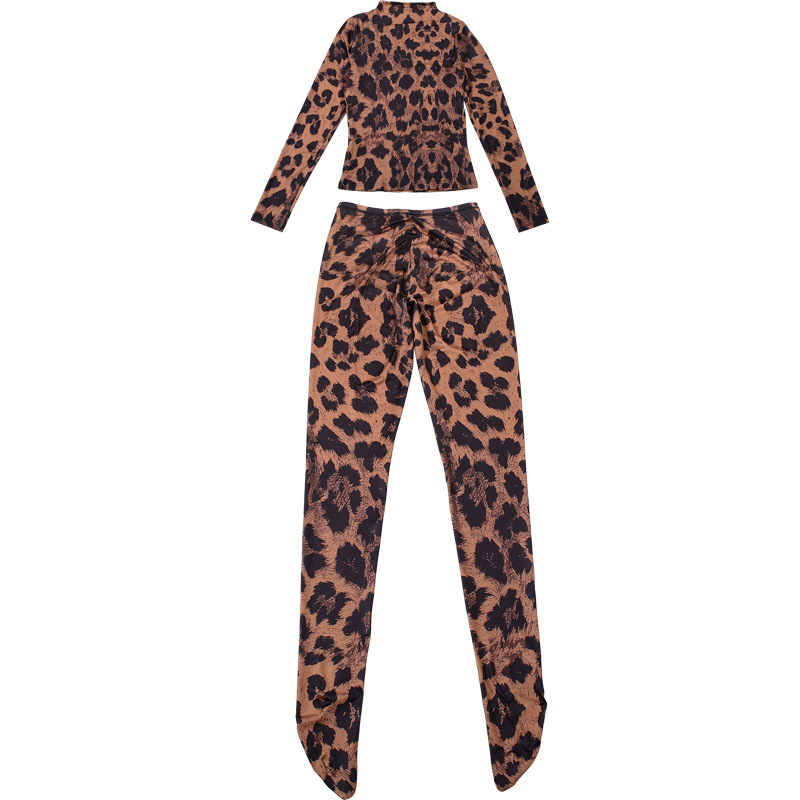 Damen Langarm Oberteil Und Slim Hose Set Mit Digitaldruck Herbst_voghion.com