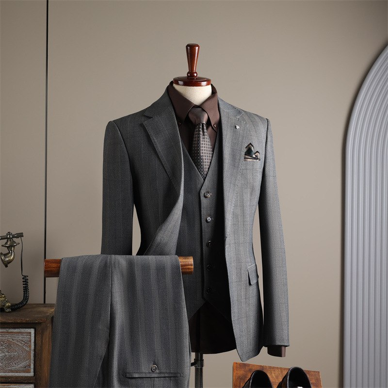 チェック柄スーツ メンズ ビジネスカジュアル 宴会 結婚式 スーツ オフィスフォーマルスーツ メンズスーツ 司会者