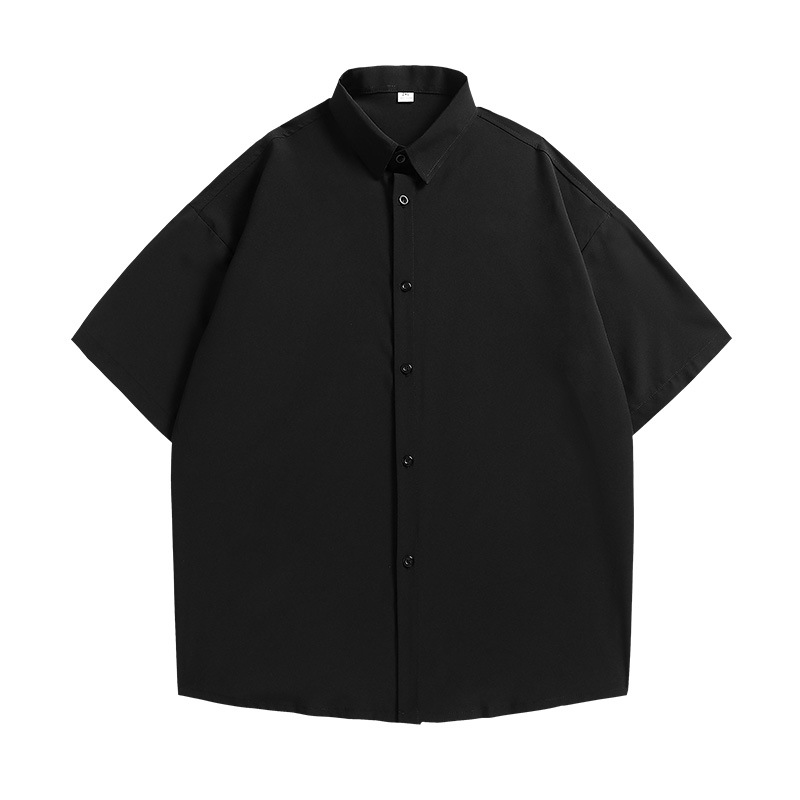 ACU ropa de Hombre | 2024 verano nuevo ligero fresco suelta marca gota hombro solapa color sólido seda del hielo camisa manga corta