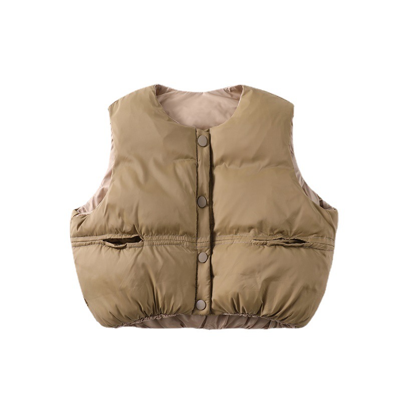 Niños Corea del Sur ropa infantil niños invierno abajo algodón chaleco bebé niñas otoño e invierno corto estilo occidental flor brote pan chaleco