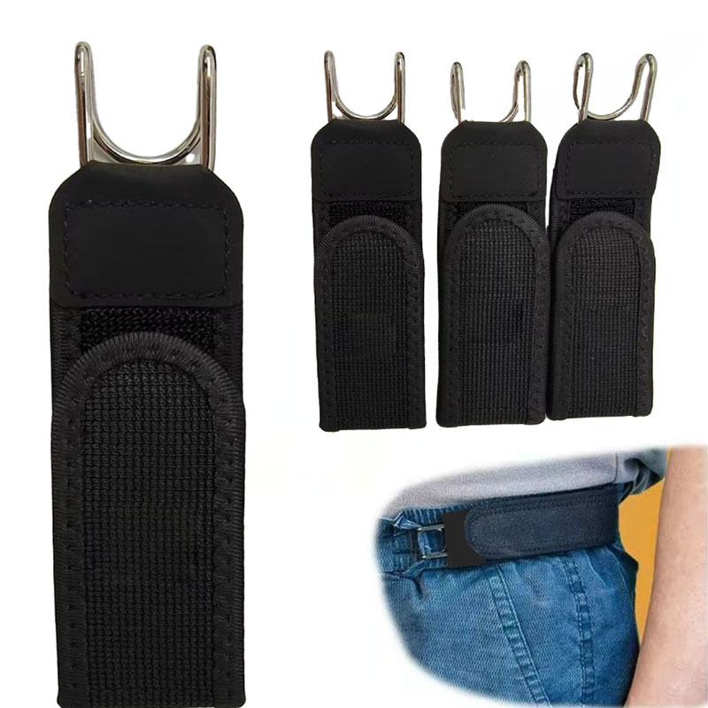 Kişi üçün elastik toxumalı kəmər, metal qarmaqlı, qara