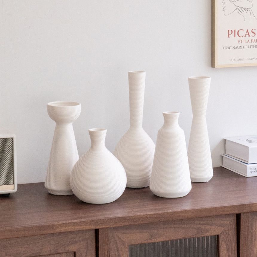 Minimalista moderno inswind creativo artístico de rayas de cerámica vasos de flores de escritorio de la sala de estar decoración de ornamentación