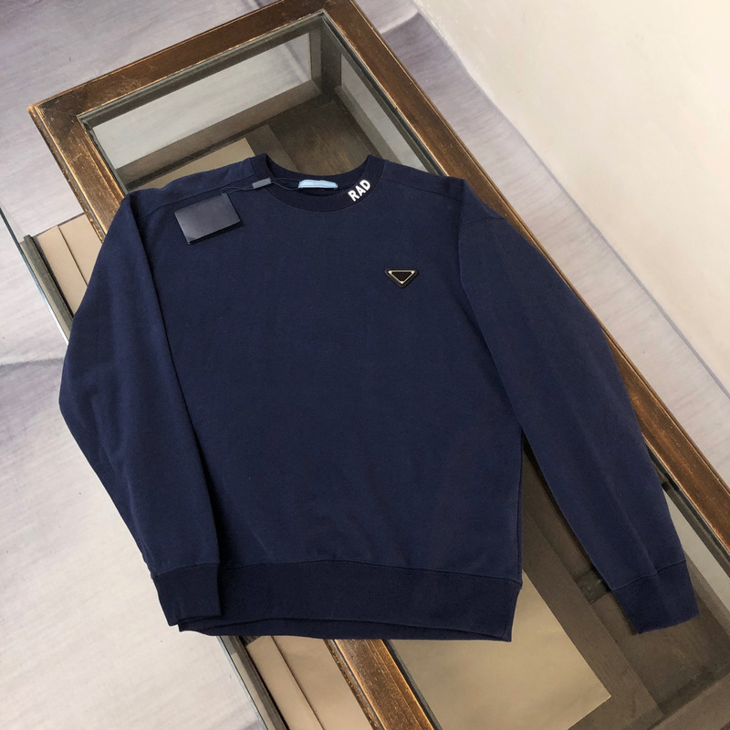 Correct Version New Autumn and Winter Original Label P Men's Sweatshirt Round Neck Long Sleeve Triangle Label Sweatshirt Men's Loose Casual Correct Version New Autumn and Winter Original Label P Men's Sweatshirt Round Neck Long Sleeve Triangle Label Sweatshirt Men's Loose Casual
