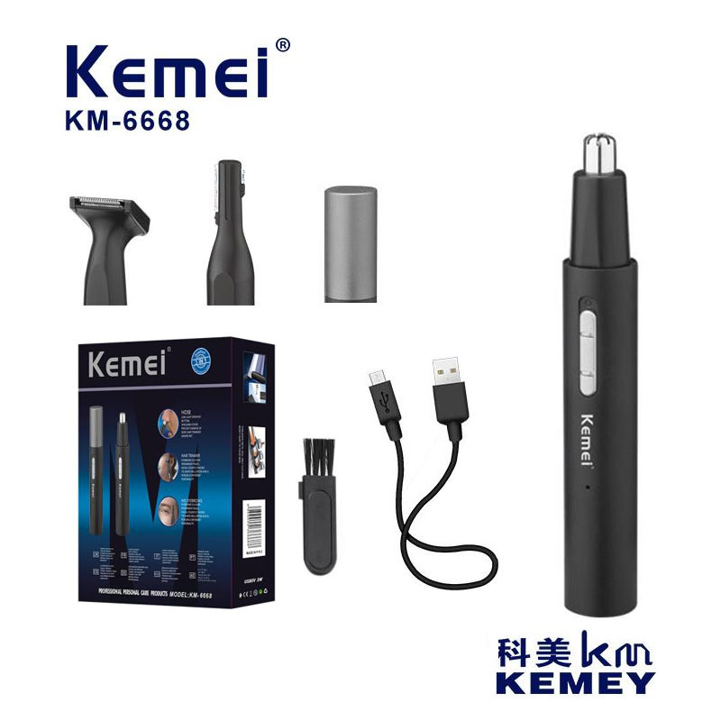 Recortador de vello nasal eléctrico Kemei, multifuncional, tres en uno, práctico recortador de patillas y cejas, recortador de vello nasal KM-6668