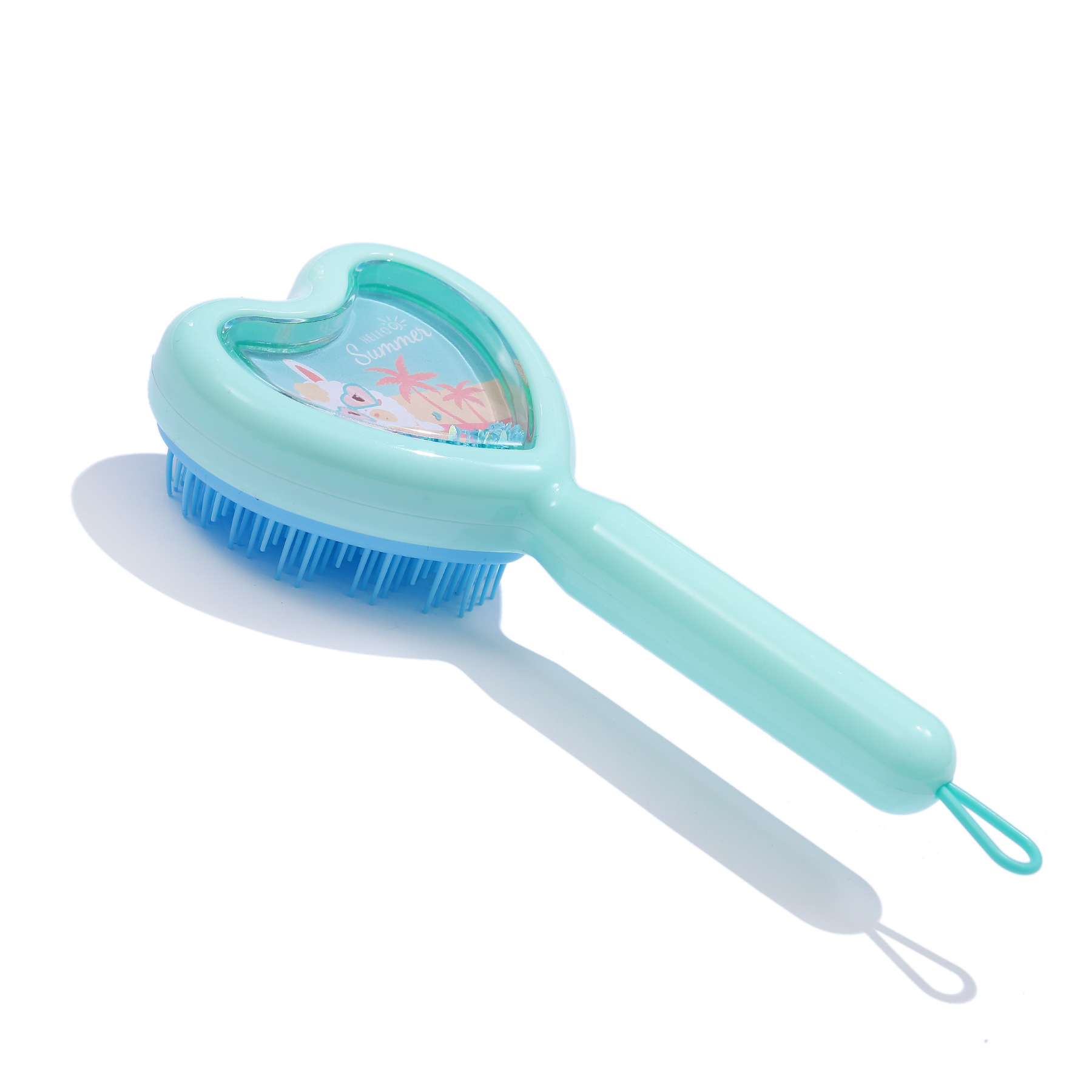 Venta al por mayor transfronteriza en stock nuevo creativo en forma de corazón transparente peine amor brillo lentejuelas dientes largos y cortos portátil viaje peine