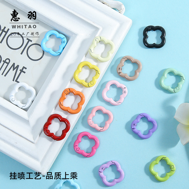 New Four-Leaf Clover Spring Clasp Colorful Handmade DIY Material Keychain Pendant Accessories Wholesale New Four-Leaf Clover Spring Clasp Colorful Handmade DIY Material Keychain Pendant Accessories Wholesale