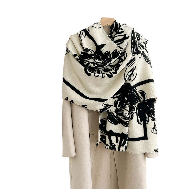 Otoño y invierno de alta calidad moda imita bufandas de impresión de cachemira estilo japonés y coreano estilo académico dulce dama sensación de diseño exterior con chal