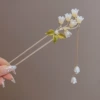 Chinese hairpin with tassels, orchid, 16cm