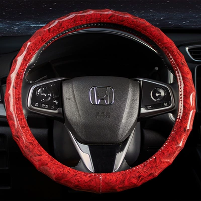 Cross-Border Exclusive Supply of Anti-Slip Peach Wood Grain Car Steering Wheel Cover, Suitable for All Seasons, Fashionable and Textured Leather Wood Grain Cover (Steering wheel cover) - red-peach-wood-grain-o-type