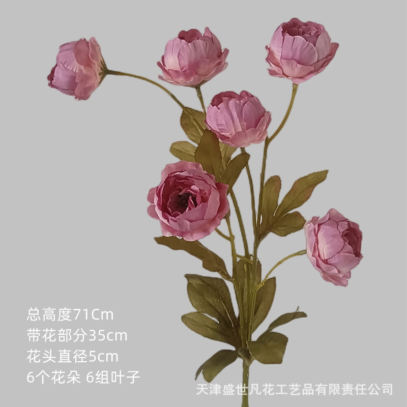 Flor Artificial 6-cabeza exquisita peonía artificial peonía flor boda Home Hotel accesorios de tiro Flor de seda flor artificial al por mayor
