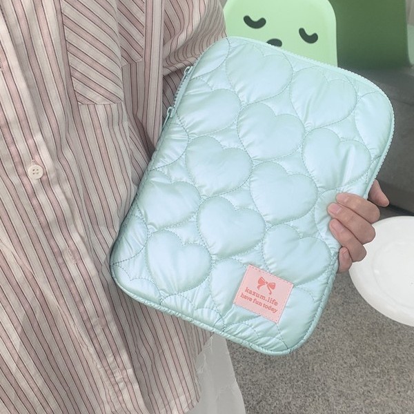 Korean sweet ins-style embroidered heart-shaped padded multi-color macaron laptop bag, tablet and iPad protective case