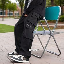 高品质高端潮牌复古工装裤男宽松大码纯棉直筒休闲裤多口袋阔腿裤