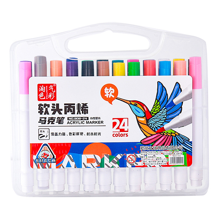 Caja de regalo de punta suave acrílico rotulador estudiante niños arte acuarela pluma impermeable pintado a mano bricolaje acrílico al por mayor
