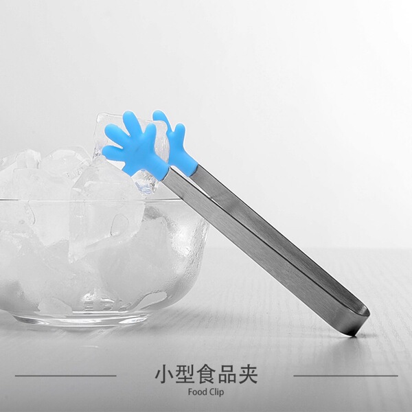 Creative silicone non-slip small food tongs stainless steel