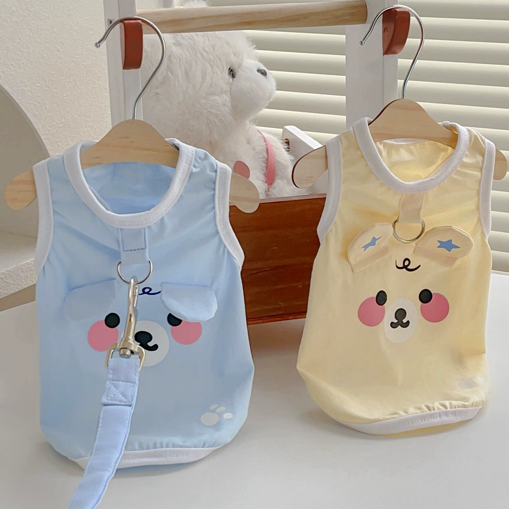 Собачий жилет может буксировать домашнее животное футболка мультфильм маленькая собака одежда принт на груди