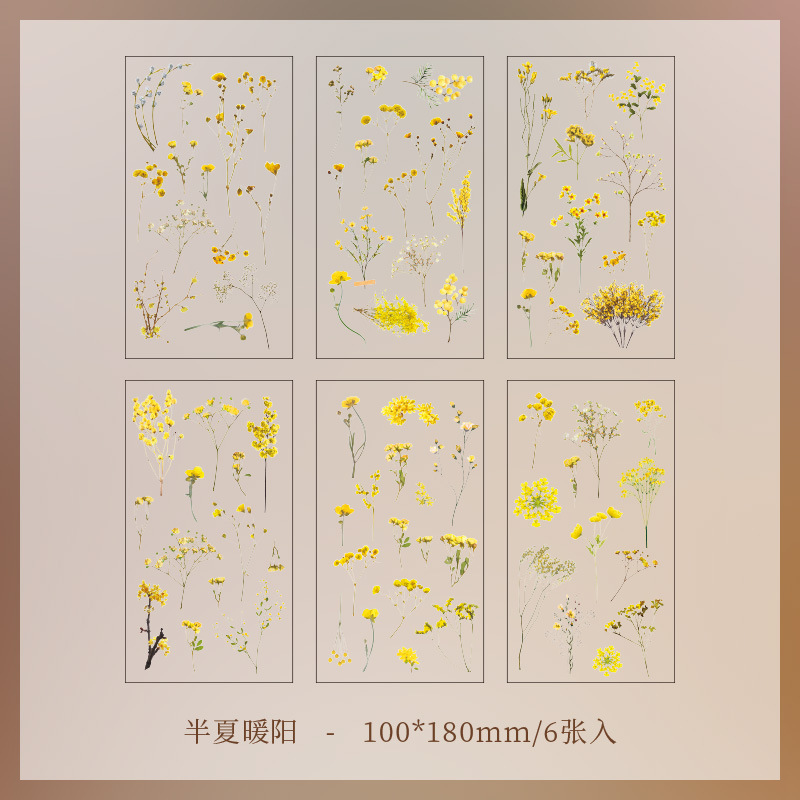 Naturaleza serie libro serie mano cuenta impermeable transparente PVC pegatinas DIY planta flor artificial vintage papelería pegatinas