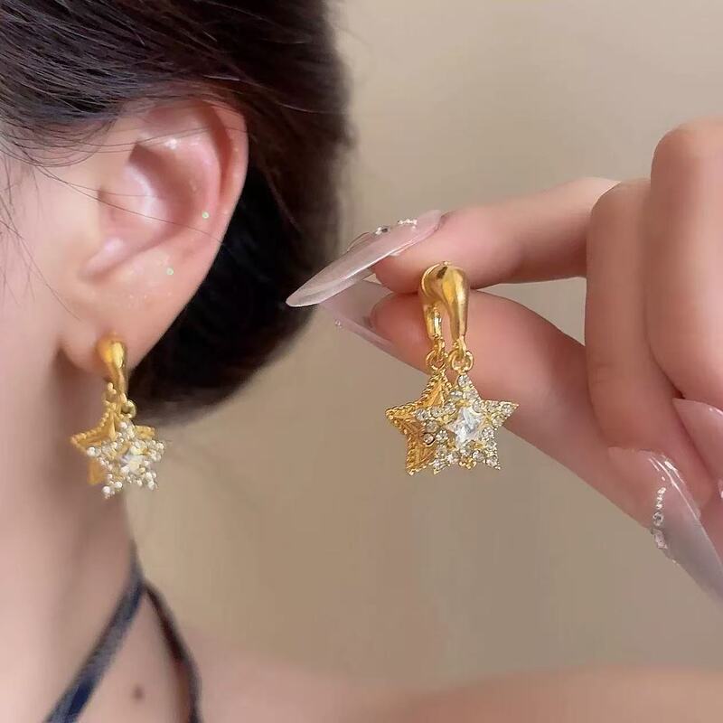爆闪满钻星星耳钉前后戴饰新潮时髦高颜值个性百搭独特气质女耳环|undefined