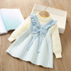 Demi-season dress, cute knitted children's sweater with bow, Korean style, western style