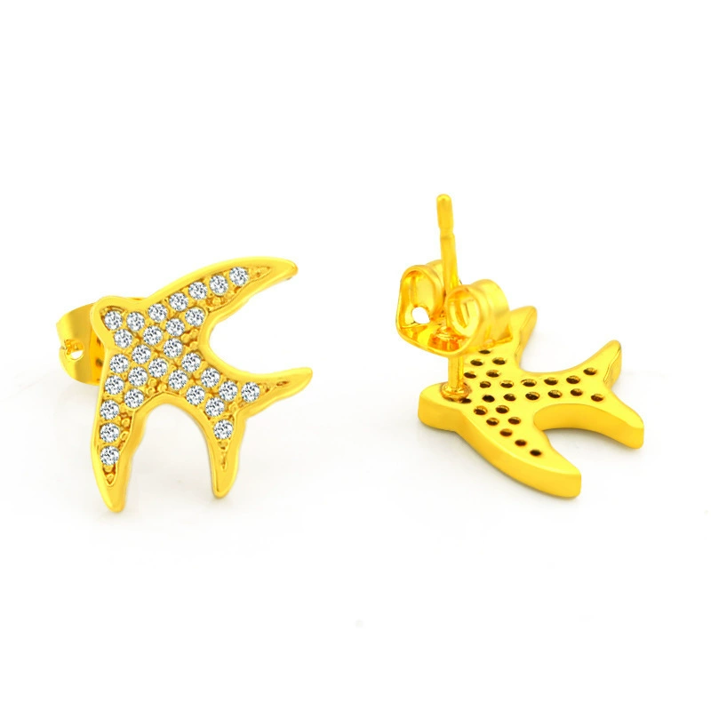 Маленькие серьги из латуни, брендовые, 24 карата