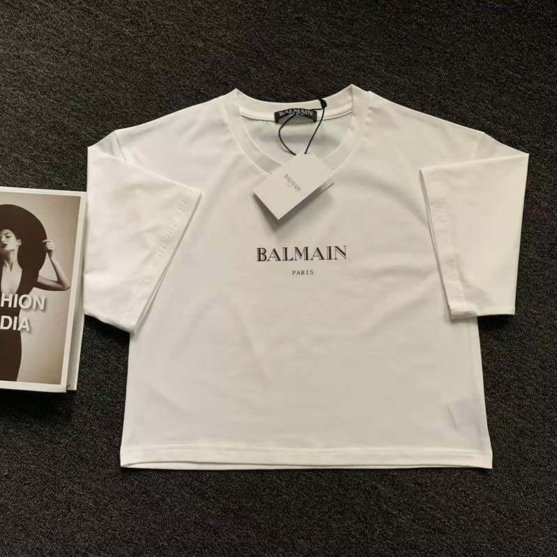 European and American Trendy Brand Balmain's New Balmain Cotton Loose Round-Neck Women's Short-Sleeved T-Shirt