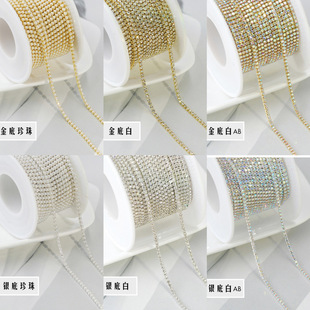 Internet Hot Selling DIY Jewelry Pearl Rhinestone Claw Chain Jewelry Pearl Chain Handmade Bracelet Necklace 10 Size Full Roll