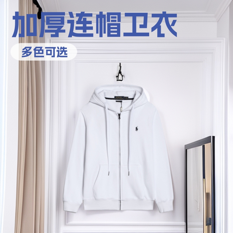 Cotton Summer Polo Hooded Sweatshirt for Men and Women, Zipper Thickened Jacket, Ralph Rl Polo Sweatshirt