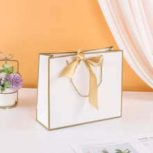现货白卡纸袋 服装店手提袋购物 首饰珠宝蝴蝶结礼品袋定 制LOX20