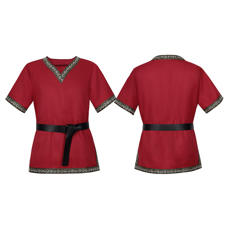 European and American Cross-Border Wish New Short-Sleeved V Neck Cos Costumes Medieval Costumes Halloween Cos Costumes