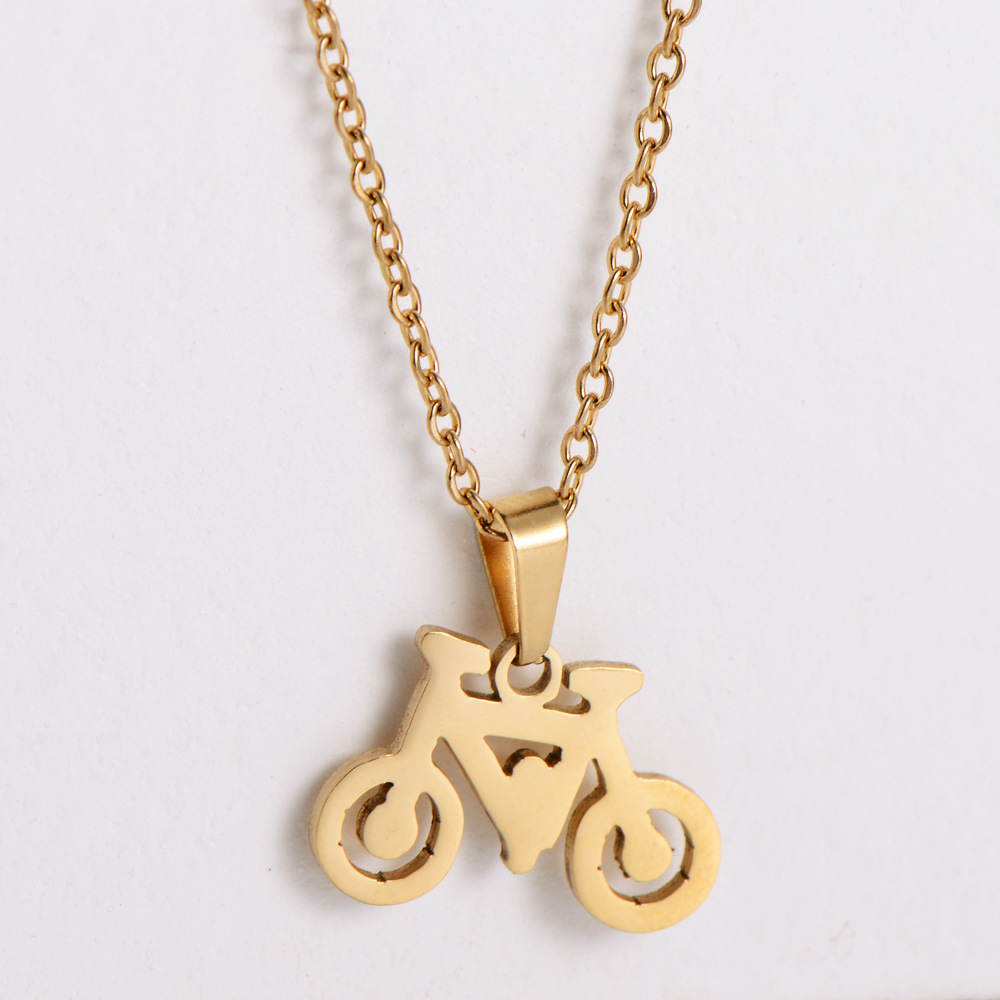 AML Set of Ornaments Electroplated Polished Earrings Titanium Steel Bicycle Clavicle Chain Pendant S