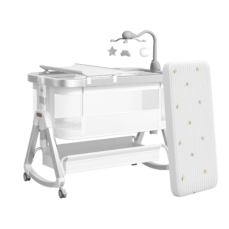 Cama de aleación de aluminio móvil portátil cuna cama plegable multifuncional bb cama recién nacida cama de empalme