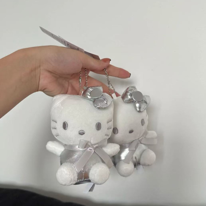 シルバーホワイトハローキティかわいい人形女の子スクールバッグペンダントバッグ人形カップルガールフレンドギフト|undefined