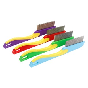 Factory wholesale pet comb stainless steel fine tooth comb flea removal pet row comb long needle short needle long handle cleaning comb