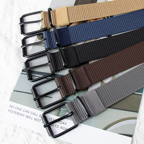 Wenzhou factory men's black pin-buckle leather belt, premium-feel waistband for trendy men