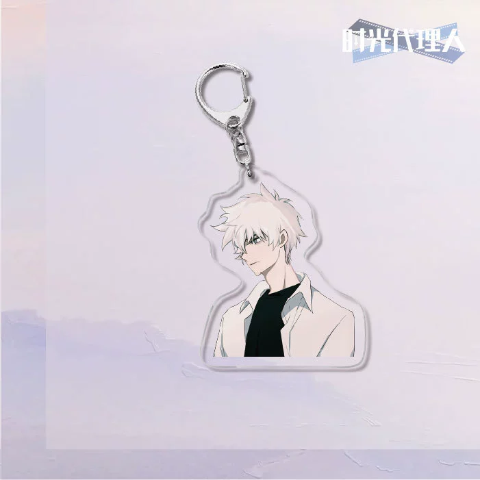  Keychain Time Agent double-sided acrylic key buckle, 6 cm cute campus creative gift