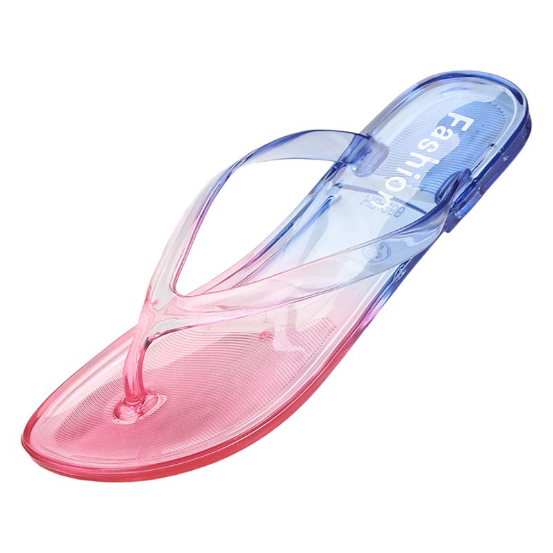 Dos colores chanclas mujeres de verano moda nuevo gradiente playa zapatos de cristal de comercio exterior suministro directo de fábrica