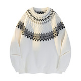 青少年联名美式复古提花针织衫外套男女秋冬宽松民族风毛衣潮，男装针织衫/毛衣，星座614