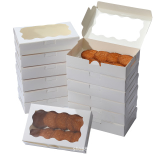 Cross-border hot sale white rectangular window carton candy macaron dessert flip packaging box baking gift box