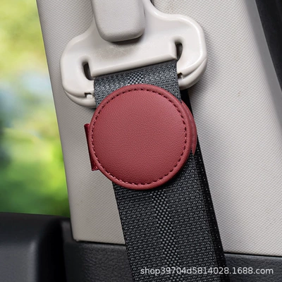 Suitable for Tesla Model3/Modely/Models – Seat belt shoulder pad - no-logo-round-limiter-burgundy-single