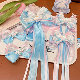Cinnamon Dog Kidsren's Cartoon Hairpin Little Princess Tiara Girl's Bow Ribbon Blue Hair Accessories Do Not Hurt the Hair Hairpin