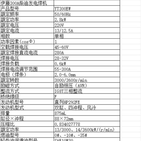 伊藤动力300A移动式柴油发电电焊机一体机YT300EW
