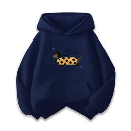 洋气腊肠小狗印花初中生加绒保暖上衣热卖款现货连帽长袖卫衣儿童