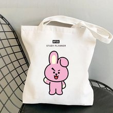 K-Pop Bt21 BTS卡通周边印花帆布包单肩包学生时尚手提购物袋跨境