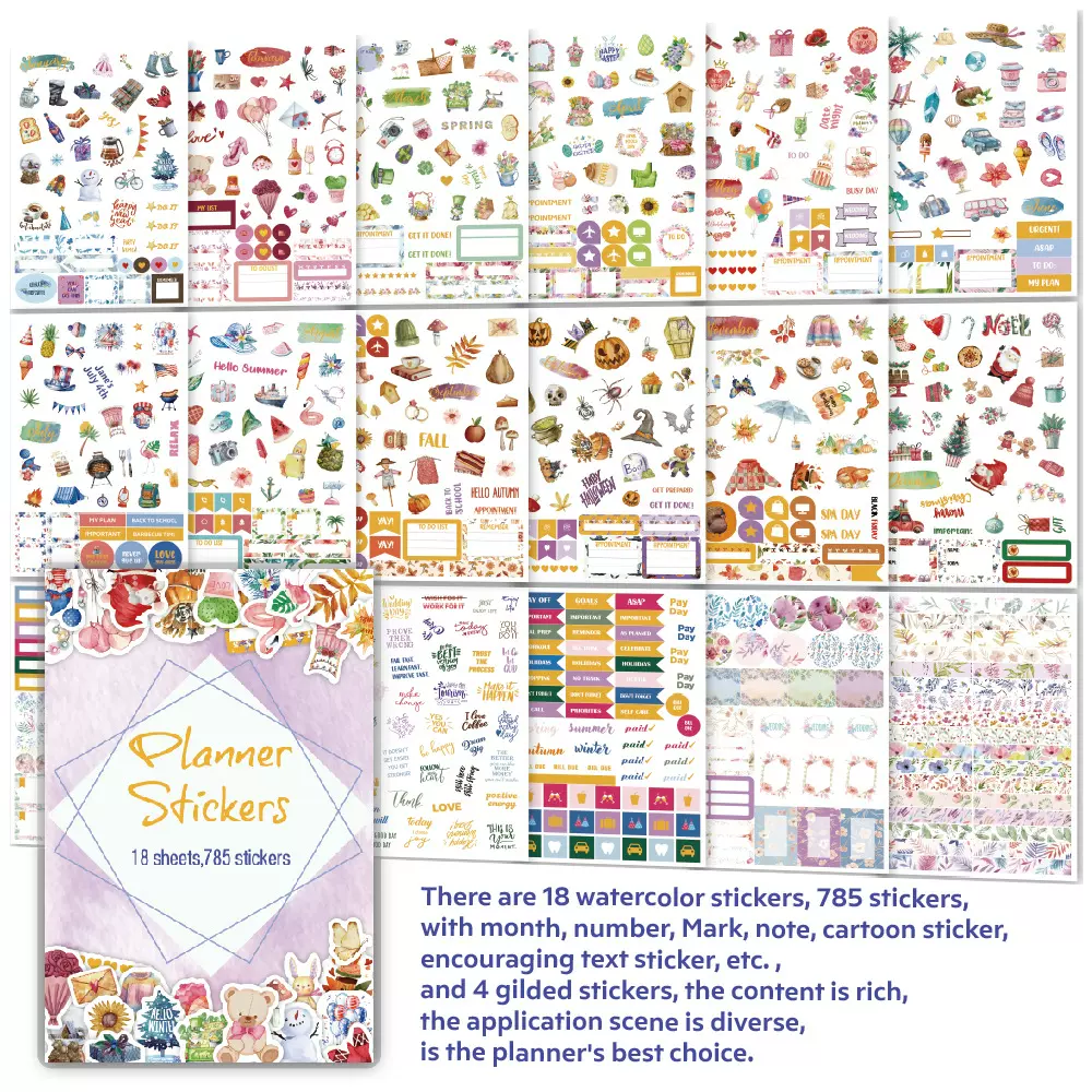 Vintage planner sticker复古季节月份周末785枚原创美学计划贴纸